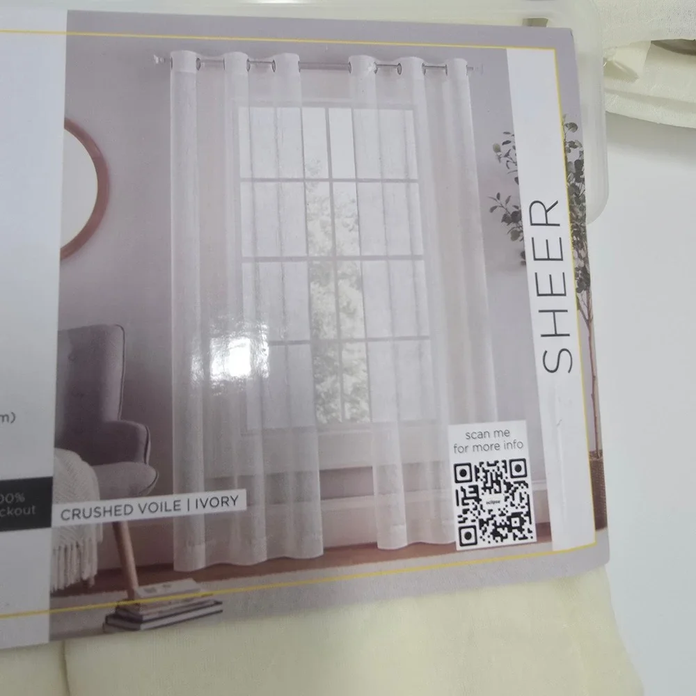 Eclipse 4 Sheer Curtain Panels 84x40 inch Crushed Voile Ivory Silver Grommets